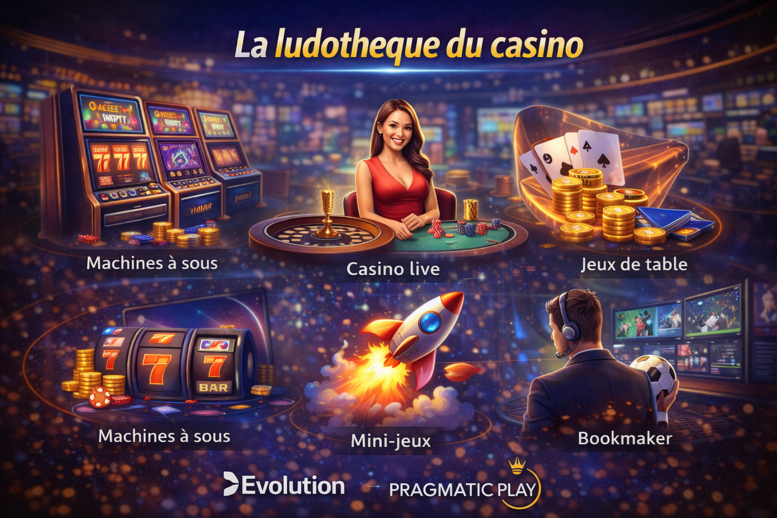 Explorez une vaste ludothèque de casino proposant des milliers de jeux différents.